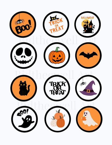 🖨️ Printable Halloween Cupcake Toppers - Digital Download (12 Designs) 🖨️ Transform your Halloween treats with our Printable Halloween Cupcake Toppers! This digital file includes 12 spook-tacular designs, featuring ghosts, pumpkins, bats, and more, perfect for adding a festive touch to your homemade cupcakes. Easy to print and assemble, these toppers are a quick and creative way to elevate your Halloween party decor. Simply download, print, cut, and you're ready to go! Print on cardstock for a sturdy base or paste on fun craft paper circles for an extra layer. Reuse year after year for endless spooky fun. No waiting for shipping--just instant access to your frightfully fun toppers! 🔔 𝗜𝗡𝗦𝗧𝗥𝗨𝗖𝗧𝗜𝗢𝗡𝗦 1. Instant Download: Once your purchase is complete, the digital file will be a Halloween Toppers Printable, Halloween Cupcake Toppers Printable, Halloween Dulces, Halloween Toppers, Cupcakes Halloween, Imprimibles Halloween, Cupcakes Easy, Topper Halloween, Halloween Cupcake Toppers