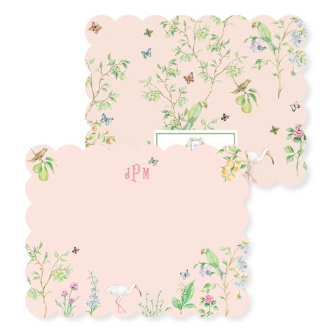 Sweet Notes To Friends, Notes To Friends, Flower Stationary, Pink Chinoiserie, Personalized Stationery Set, Saying Hello, Bow Pattern, Bow Design, Snail Mail