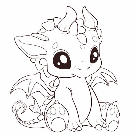 Coloring Book Art Easy, Cute Dragon Drawing Easy, Dragon Cartoon Cute, Baby Dragon Drawing, Baby Dragon Tattoo, Dragon Coloring Pages Free Printable, Cute Dragon Art, Coloring Pages Dragon, Cool Dragon Drawings