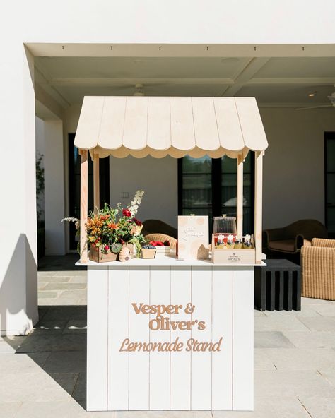 🍋 🍓When life gives you lemons, we turn them into an adorable custom lemonade stand! 🐝 🍯Honeybear jars, bumblebee stick stirs, and fresh fruit garnishes – it’s a sip of pure delight! ✨Now available for customization for your next celebration click the link in our bio for more information Lemonade Bar Wedding, Aesthetic Lemonade Stand, Dessert Booth, Lemonade Stand Ideas, Limonade Bar, Kids Lemonade Stands, Lemonade Stand Party, Market Cart, Teacher Corner