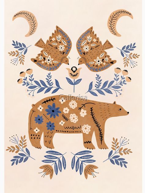 "Norwegian Folk Art | Scandinavian Folk Art | Modern Farmhouse | Swedish Folk Art | Woodland Animal | Nordic Wall Art" T-shirt by Gallerisa | Redbubble Norwegian Embroidery Patterns Folk Art, Swedish Folk Art Scandinavian Design, Scandinavian Motifs Folk Art, Scandinavian Animals Illustration, Scandinavian Wall Paint, Norwegian Patterns Folk Art, Swedish Patterns Folk Art, Scandinavian Folk Art Embroidery, Scandinavian Folk Decor