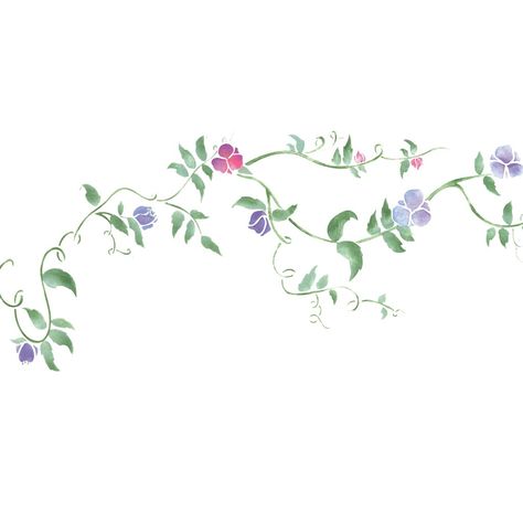 Sweet Peas Flower Vine Wall Stencil | 2723 by Designer Stencils | Floral Stencils | Reusable Art Craft Stencils for Painting on Walls, Canvas, Wood | Reusable Plastic Paint Stencil for Home Makeover | Easy to Use & Clean Art Stencil | Michaels Wall Stencil Border, Designer Stencils, Floral Stencils, Painting On Walls, Clean Art, Paint Stencil, Craft Stencils, Sweet Pea Flowers, Floral Stencil