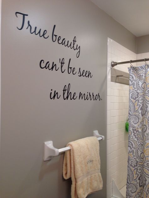 Girls bathroom wall quote Bathroom Wall Signs Quote, Bathroom Wall Sayings Vinyl Decals, Bathroom Decals Ideas, Inspirational Bathroom Quotes, Quotes For Bathroom Wall, Bathroom Sayings Quotes, Bathroom Wall Quotes, Wall Sayings, School Bathroom