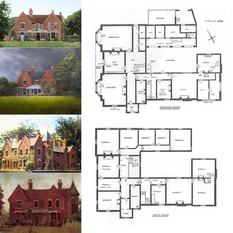 Borley Rectory was a house that gained infamy as "the most haunted house in England" after being described as such by psychic researcher Harry Price. Built in 1862 to house the rector of the parish of Borley and his family, it was badly damaged by fire in 1939 and demolished in 1944. British Manor House Floor Plans, Haunted Mansion Floor Plan, Haunted House Plans, Borley Rectory, House In England, Building References, House Floorplan, Castle Floor Plan, British Houses