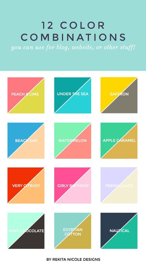 12 Color Combinations · Rekita Nicole Projek Menjahit, Graphisches Design, Color Psychology, Colour Board, Colour Schemes, Color Pallets, Color Theory, Braces, Grafik Design