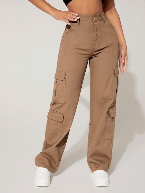 Pictures Of Cargo Pants, Cargo For Women, Cargo Pant Women, Cargo Jeans For Women, Jeans Cargo Mujer, Shein Outfits Aesthetic, Female Cargo Pants, Cute Cargo Pants, Pantalon Boyfriend