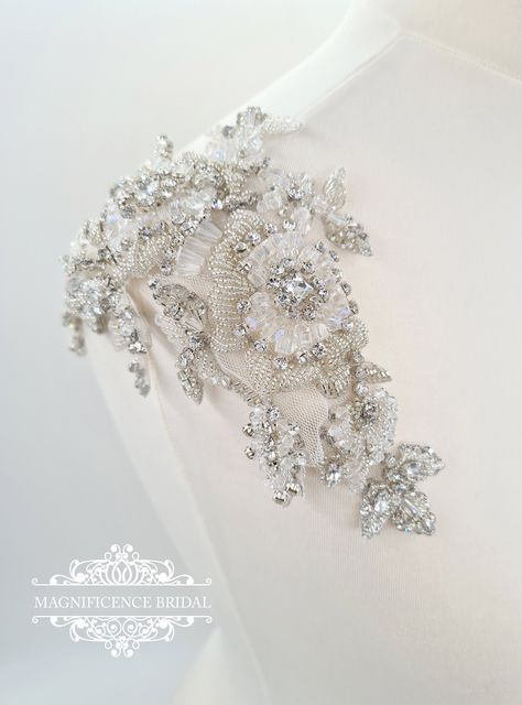 Bridal epaulettes, bridal applique, epaulettes, Shoulder Applique, Shoulder embroidery, luxury applique pair, dress embellishment, DEBORAH Shoulder Embellishment, Shoulder Applique, Bridal Embroidery, Shoulder Embroidery, Couture Beading, Bridal Trim, Wedding Applique, Wedding Bridal Dress, Embroidery Wedding