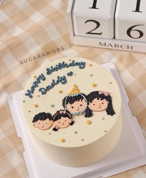 Cake Design For Dad Birthday, Korean Cake Birthday Boys, Birthday Cake For Dad Ideas, Creative Birthday Cake For Husband, Korean Cake For Boyfriend, Cake Birthday Korea, Happy Birthday Papa Cake, Korean Birthday Cake, Birthday Cake For Papa