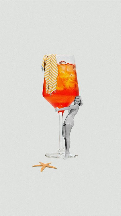 Aperol spritz cocktail summer vintage collage illustration bar restaurant Cocktail Graphic Illustration, Cocktail Advertising Design, Aperol Spritz Print, Aperol Spritz Art, Vintage Cocktail Illustration, Beer Collage, Cocktail Collage, Cocktail Party Poster, Aperol Spritz Aesthetic