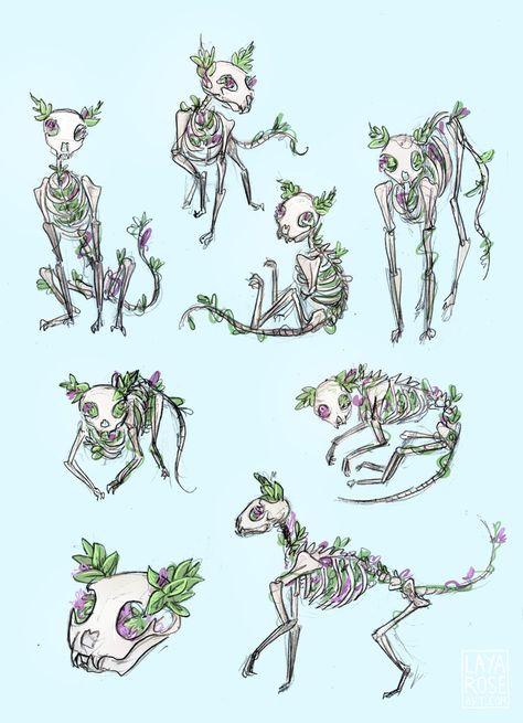 Animal Skeleton Aesthetic, Skeleton Cute Art, Bones Art Drawing, Cat Skeleton Illustration, Cat Bones Drawing, Skeleton Cat Art, Skeleton Dog Drawing, Cute Skeleton Art, Edgy Drawing Ideas