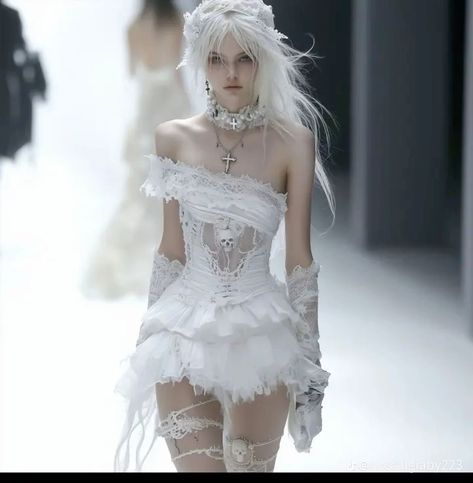 Superhero Fashion Runway, Run Way Outfits, Avant Garde Outfit Women, White High Fashion Outfit, Fashion Inspo Outfits Runway, Angel Like Outfit, Bandages Outfit, Angelic Clothes Aesthetic, White Body Suit Outfits