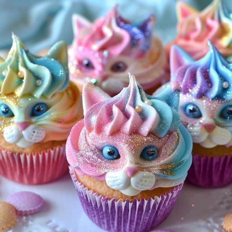 Dt Crafts, Funny Mood, Cupcakes Fondant, Cupcake Decorating Tips, Cat Cupcakes, Cupcake Cake Designs, Cupcakes Decorados, Animal Cupcakes, Unicorn Cupcakes