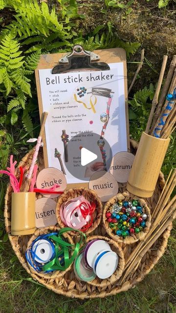 Katie Taylor | Make some musical instruments from nature. My new download is full of outdoor themed ways to make music. This one is really sweet and gre... | Instagram Making Musical Instruments Eyfs, Forest School Musical Instruments, Forest Instruments, Mentor Activities, Forest School Ideas, Outdoor Therapy, Katie Taylor, Scout Crafts, Forest School Activities