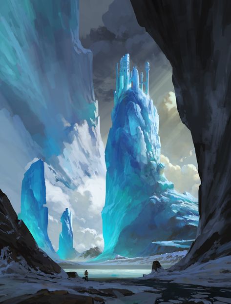 ArtStation - Ice bergs, Shin jong hun Background References, Illustration Fantasy, Mtg Art, Ice Cave, Landscape Concept, 다크 판타지, Fantasy Setting, Fantasy Places, Fantasy Art Landscapes