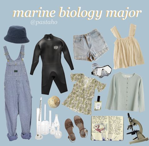 @pastaho on Instagram Biology Outfit Aesthetic, Biologist Aesthetic Outfit, Biology Major Outfit, Field Biologist Outfit, Science Major Outfits, Ocean Academia Aesthetic Outfit, College Major Aesthetic, Biology Student Aesthetic Outfit, Lighthousecore Outfit