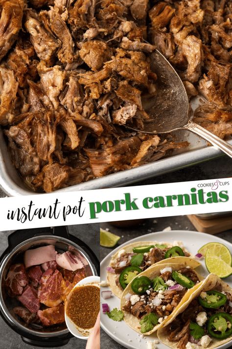 This Instant Pot Carnitas recipe needs just 5 minutes of prep! Make unbelievably tender, juicy, and crispy carnitas for pork tacos and more. Authentic Carnitas Recipe, Pork Tenderloin Tacos, Instant Pot Carnitas Recipe, Crispy Carnitas, Instant Pot Carnitas, Instapot Air Fryer, Recipes For Instant Pot, Pork Carnitas Recipe, Carnitas Recipe