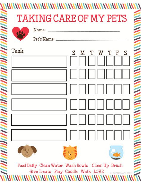 Free Printable Pet Responsibility Chart for Kids American ExpressDinersDiscoverlogo-jcblogo-mastercardPayPalSelzVisa Brownie Pet Badge, Pet Care Chart, Responsibility Chart For Kids, Pet Care Printables, Dog Chart, Free Printable Chore Charts, Printable Dog, Responsibility Chart, Chart For Kids