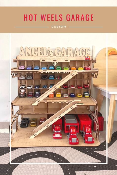 Wooden Car Garage, Hot Wheels Shelf, Wooden Toy Garage, Car Shelf, Kids Garage, Diy Toys Car, Hot Wheels Storage, Toy Car Garage, Toy Car Storage