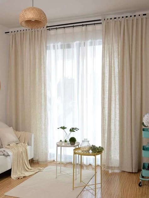 1pc Fashionable And Simple Style Linen-like Drawstring Curtains For Living Room And Study | SHEIN USA Linen Curtains Living Room, Simple Curtains, Curtains For Living Room, Custom Drapes, Home Design Decor, Window Panels, Curtains Living Room, Decor Living, Curtains With Blinds