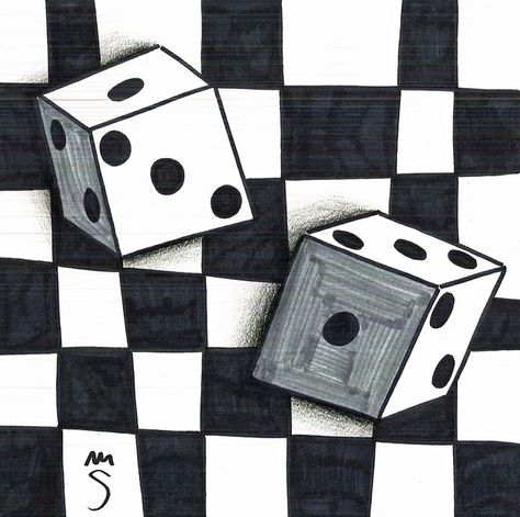 3d dice (sharpie, marker, and black colored pencil) 3d Dice Drawing, 3d Dice, 3d Sketch, Sharpie Marker, High School Art, Colored Pencil, Student Art, In 3d, Art School