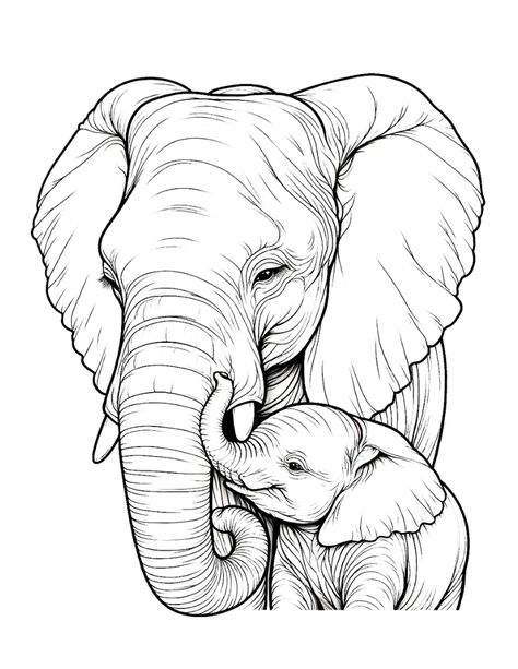 Free Printable Elephant Coloring Pages Elephant Drawing Simple, Elephant Art Drawing, Cartoon Elephants, Elephant Coloring, Elephant Sketch, Alphabet Animals, Mom And Baby Elephant, Family Coloring Pages, Baby Coloring Pages