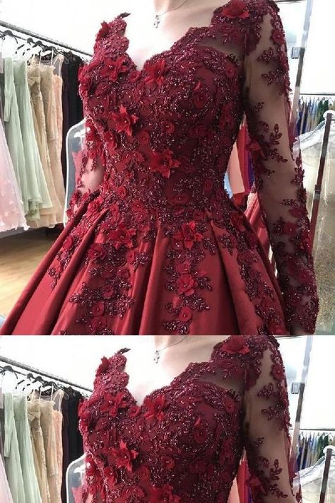 Red Indian Wedding Dress, Wedding Dresses With Sleeves Lace, Burgundy Ball Gown, Long Sleeves Wedding Dresses, Burgundy Quinceanera Dresses, Long Sleeve Ball Gown Wedding Dress, Red Wedding Gowns, Dresses With Sleeves Wedding, Plaid Wedding