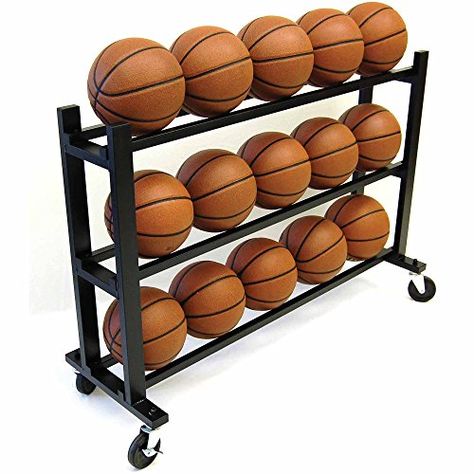 Trigon Sports Procage 3-Tier 15-Ball Hd Ball Cart Trigon Sports Basketball Storage, Sports Equipment Organization, Basketball Display, Chrome Ball, Ball Storage, Medicine Balls, Basketball Equipment, Swivel Casters, Storage Cart