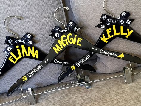 Personalized Cheer Spirit Hanger for uniforms. Cheer camp gift. | Flickr - Photo Sharing! Cheer Ideas Gift, Cheer Hangers, Diy Cheer Gifts, Cheerleader Gift Ideas, Cheer Gift Ideas, Cheerleader Ideas, Cheer Camp Gifts, Cheer Sister Gifts, Cheer Competition Gifts