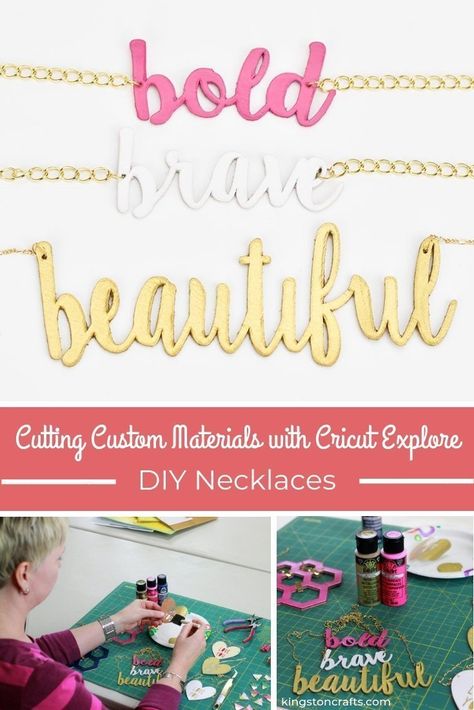 Learn how easy it is to turn any word into a custom necklace with the Cricut Explore and some scraps of leather, in less than 1 hour! Cricut Leather Jewelry, Cricut Necklace Ideas, Jewelry With Cricut, Cricut Necklace, Cricut Jewelry Ideas, Diy Nameplate, Nameplate Jewelry, Cricut Tricks, Circuit Joy