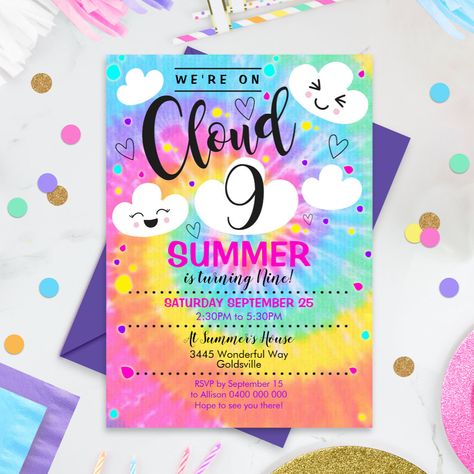 Cloud 9 Birthday Party Ideas Sleepover, Nine Birthday Ideas, Cloud 9 Birthday Invitation, Cloud Nine Birthday Party Decorations, Cloud 9 Invitation, On Cloud 9 Birthday Party, Sleep Over Invitation, Cloud Nine Party, Cloud 9 Birthday Party Ideas