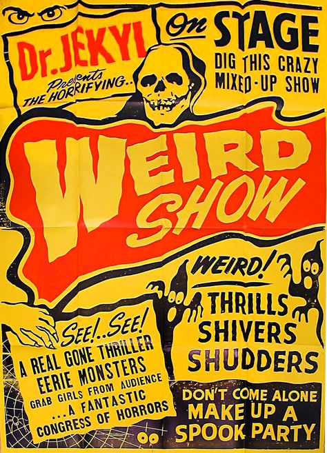 Spook Show Posters, Halloween Poster Design, Vintage Halloween Posters, Show Posters, Horror Poster, Creepy Toys, Horror Vintage, Poster Inspiration, Music Flyer