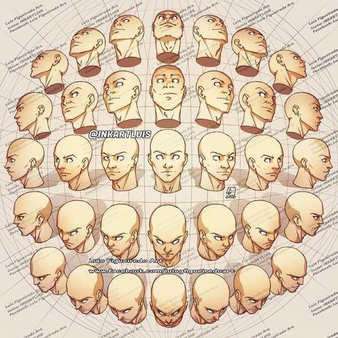 XP-Pen on Instagram: “HEADS - DIFFERENT ANGLES PERSPECTIVE!  For those of Xfans that have trouble with head rotations! With this, you can learn & practice using…” Upwards View Reference, Two Faced People Drawing, Head Top View Reference, Head Tilted Down, Head Turn Reference, 3/4 View, Anime Nose, Drawing The Human Head, Character Info