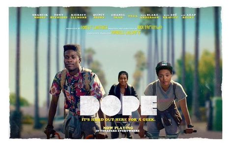 Embedded image Shameik Moore, Dope Movie, Blake Anderson, Kimberly Elise, Tony Revolori, Kiersey Clemons, Ryan Coogler, Zoë Kravitz, In Theaters Now