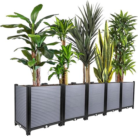 Front Yard Planter Boxes, Tall Planters Outdoor, Patio Planter Ideas, Balcony Planter Boxes, Tall Planter Boxes, Outdoor Raised Garden Beds, Large Planter Boxes, Big Planters, Palm Springs House