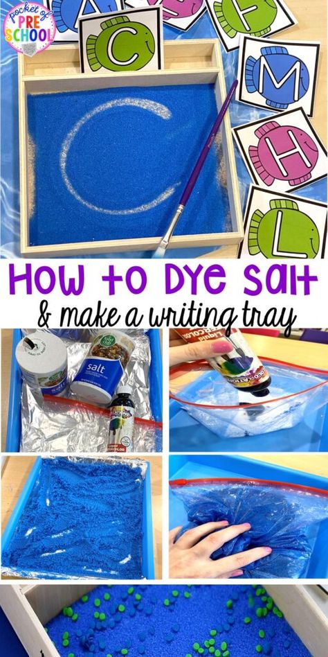 Writing Activities For Preschoolers, Sensory Activities For Preschoolers, Pocket Of Preschool, Preschool Sensory, Pre Writing Activities, Preschool Fine Motor, Preschool Writing, Pre K Activities, Colored Sand