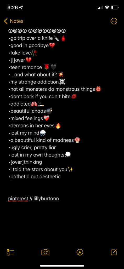 Instagram Captions Alternative, Tumblr Captions Aesthetic, Punk Instagram Captions, Quotes To Put In Your Bio On Tiktok, Chaotic Instagram Captions, Cool Usernames For Tik Tok Grunge, Indie Instagram Captions, Grunge Quotes Aesthetic Short, Edgy Words Aesthetic