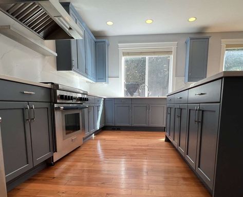 kitchen cabinets painted color BEHR ADIRONDACK BLUE N480-5 Adirondack Blue Behr Paint, Behr Adirondack Blue, Adirondack Blue, Kitchen Cabinets Painted, Cabinets Painted, Painted Kitchen Cabinets Colors, House Painter, Cabinet Paint Colors, Painting Kitchen Cabinets