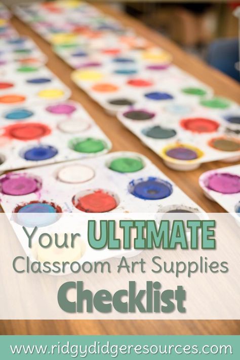 Art Teacher Supplies Elementary Schools, Art Room Supply List, Elementary Art Supply List, Art Teacher Supply List, Art Classroom Supply List, Elementary Art Supplies, Art Classroom Essentials, Art Classroom Must Haves, Art Teacher Supplies