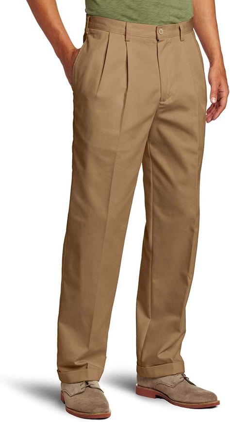 PRICES MAY VARY. 100% Cotton Imported Button closure Machine Wash Pleat-front pant in wrinkle-free and stain-resistant cotton featuring slanted hand pockets and button closure Button-through welt pockets at back Pleated Khaki Chinos Men Outfits, Men Outfits Old Money, Chinos Men Outfit, Chinos Men, Pleated Pant, Men's Dress Pants, Formal Men Outfit, Pants Outfit Men, Slim Fit Dress Pants