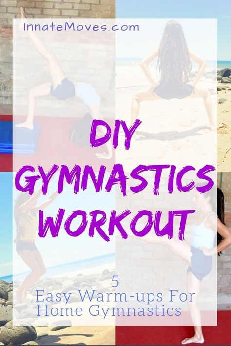 Gymnastics Warm Ups for Gymnastics at Home - Gymnastics Training Workout At Home Gymnastics, Gymnastics Exercises, Gymnastics Warm Ups, Home Gymnastics, Gymnastics At Home, Gymnastics Conditioning, Mommy Group, Exercise Board, Simple Workouts