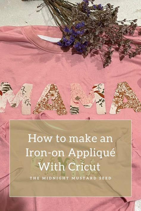 A pink t shirt with an appliqué on it that says mama. Matching pink monogrammed baby onesie with name appliqué How To Make Appliques, Cricut Applique, Cricut Applique Ideas, Cricut Projects Sweatshirts, Htv On Towels, Cricut Projects Clothes, How To Applique, Cricut Embroidery, Letter Applique