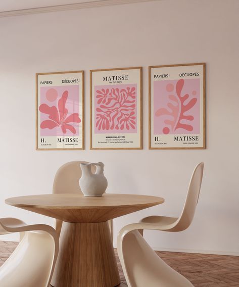 Matisse Set Of 3, Mattise Prints Pink, Print Out Wall Art Aesthetic Pink, Matisse Wall Art Prints, Matisse Wall Prints, Matisse Poster Print, Set Of 3 Wall Art Bedroom, Matisse Prints Bedroom, Set Of 3 Prints Wall Art