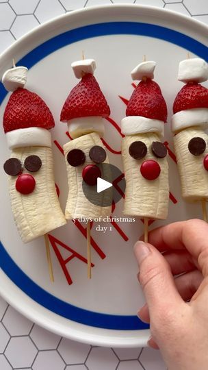 37K views · 1.4K reactions | These are so fun to make 🎅🏼 if you’re looking for an easy, healthy dessert for christmas, make these skewers. Everyone will love them and it’s a great way to eat more fruit on the day

Banana santa hat
1/2 banana (you may need to cut the other end to straighten up the banana)
1 white marshmallow, cut to suit (top & bottom of hat)
1 strawberry
2 dark chocolate chips
1 red m&m
Gently push the chocolate chips and m&m into the banana 

If you’re not feeling festive.. the grinch is for you
1 grape
1 white marshmallow, cut to suit (top & bottom of hat)
1 strawberry

#healthysnacks #healthydessert #christmasrecipes #dessert #snacks #fruit #easydessert #christmasdessert #snackideas #grinchmas | Alyssa Coady | Michael Bublé · Holly Jolly Christmas Santa Banana Strawberry, Banana Santa Skewers, Banana Santa, Strawberry Santa Hats, Dessert For Christmas, Eat More Fruit, Easy Healthy Dessert, Strawberry Santas, Snacks Fruit