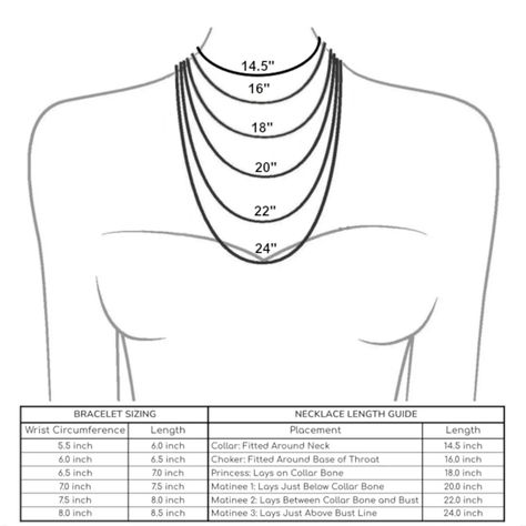 Finally a necklace and bracelet size diagram/chart that makes sense!? Comments welcome! I researched it and photoshopped this up to match sizes I'm offering/about to add to add to my site. https://klevjerbeads.etsy.com Diagram Chart, Bracelet Size Chart, Necklace And Bracelet, A Necklace, May 7th, May 7, Make Sense, Bracelet Sizes, Sense