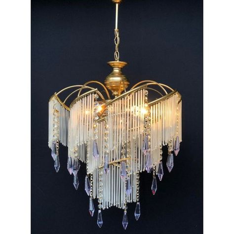 Dark Academia Chandelier, Crazy Chandelier, Goth Chandelier, Art Deco Living Room Ideas, Milk Glass Chandelier, Jewel Tone Art, Art Deco Farmhouse, Art Deco Light Fixture, Victorian Chandelier