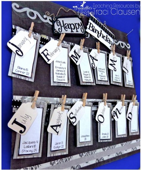 Birthday Charts For School, Birthday Board Diy, Birthday Chart Classroom, Birthday Display In Classroom, Homework Pass, Birthday Board Classroom, Class Birthdays, Birthday Bulletin Boards, Birthday Bulletin