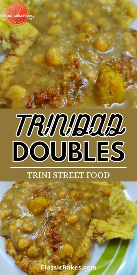 Double Recipe Trinidadian, Trini Vegetarian Recipes, Trinidad Doubles Recipe, Guyana Food Recipes, Doubles Trinidad Recipe, Doubles Recipe Trinidadian, Trinidadian Doubles Recipe, Trinidad Fry Bake Recipe, Doubles Trinidad