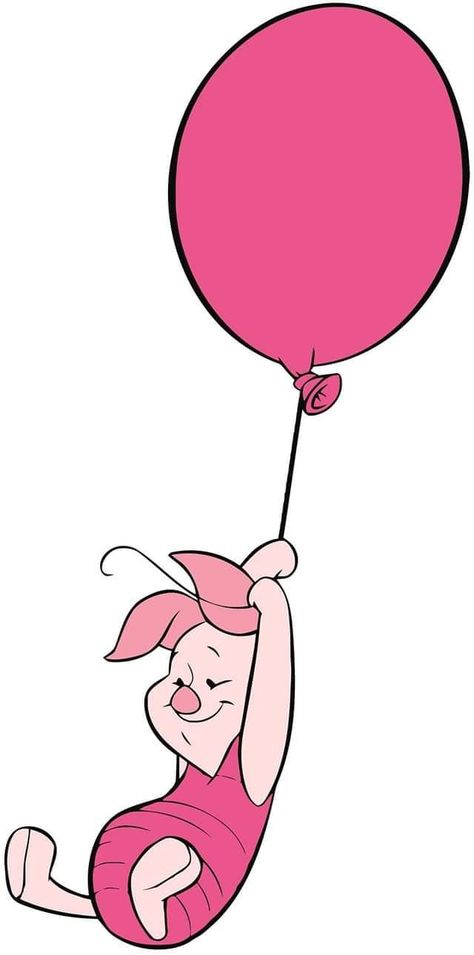 Pooh With Balloon, Pooh Bear Characters, Piglet Balloon, Ballon Drawing, Piglet Drawing, Piglet Birthday, Piglet Cartoon, Winie The Pooh, Pooh Bebe