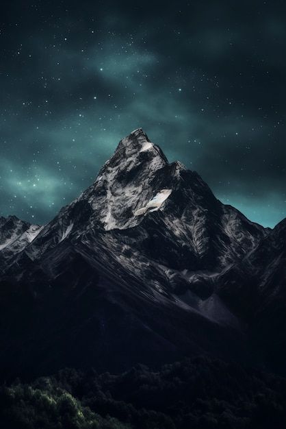 Night Court Mountains, Mountain Painting Night, Night Mountain Painting, Night Mountain View, Ramiel Mountain, Velaris Mountains, Night Sky Mountains, Mountain Night Sky, Artist Moodboard