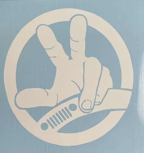 "Jeep Wave Auto Decal!  6 3/4\" wide. Permanent white glossy vinyl will last for years.  Comes ready to install." Jeep Wave Decal Hands, Peace Sign Tattoos, Car Jeep, Jeep Stickers, Jeep Wave, Wave Poster, Jeep Life, Car Decals, Carbon Emissions